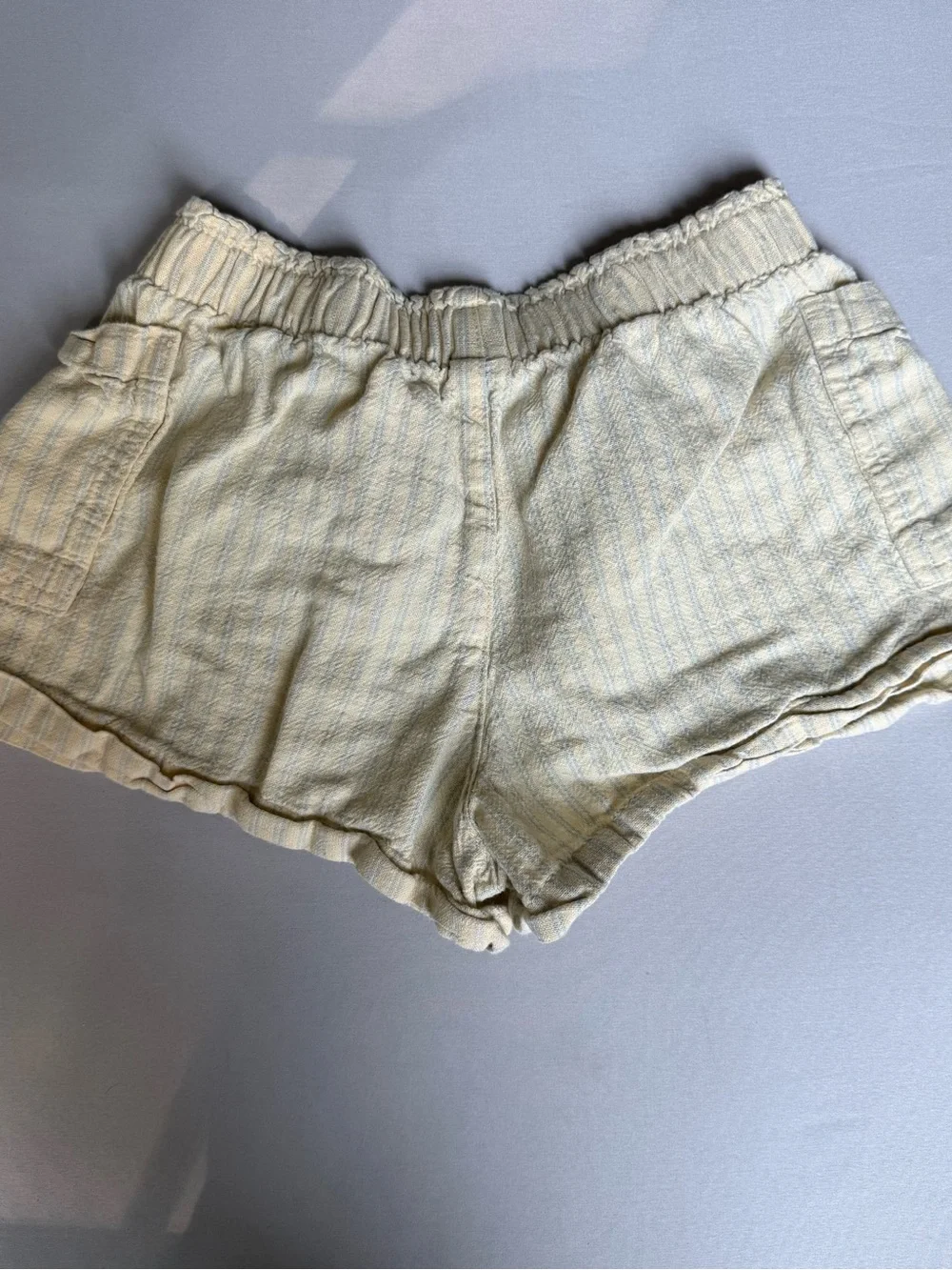 Old Navy Light Cream Striped High Waist Women's Shorts